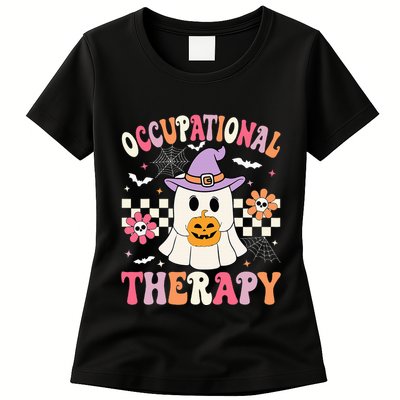 Ot Occupational Therapy Halloween Retro Ghost Ot Halloween Womens T-Shirt