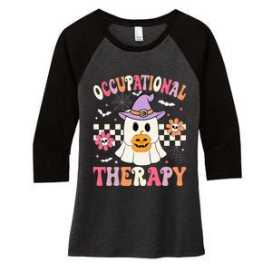 Ot Occupational Therapy Halloween Retro Ghost Ot Halloween Women's Tri-Blend 3/4-Sleeve Raglan Shirt