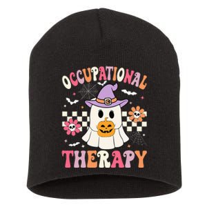 Ot Occupational Therapy Halloween Retro Ghost Ot Halloween Short Acrylic Beanie