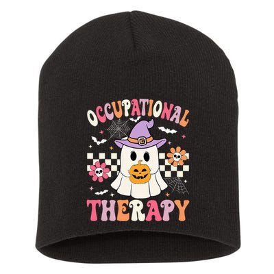 Ot Occupational Therapy Halloween Retro Ghost Ot Halloween Short Acrylic Beanie