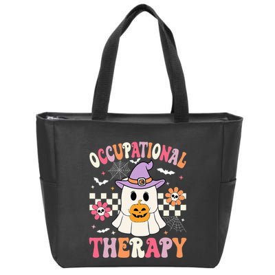 Ot Occupational Therapy Halloween Retro Ghost Ot Halloween Zip Tote Bag
