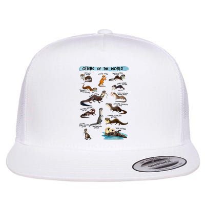 Otters Of The World Sea Otter Giant Otter Lovers Educational Flat Bill Trucker Hat