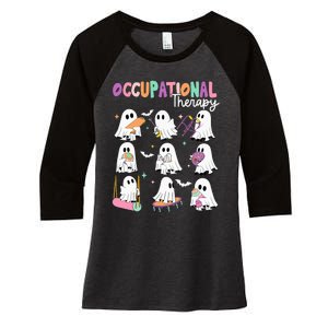 Ot Occupational Therapy Halloween Retro Ghost Ot Halloween Women's Tri-Blend 3/4-Sleeve Raglan Shirt