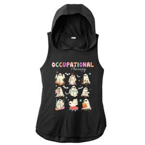 Ot Occupational Therapy Halloween Retro Ghost Ot Halloween Ladies PosiCharge Tri-Blend Wicking Draft Hoodie Tank