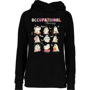 Ot Occupational Therapy Halloween Retro Ghost Ot Halloween Womens Funnel Neck Pullover Hood