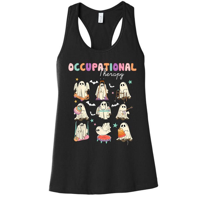 Ot Occupational Therapy Halloween Retro Ghost Ot Halloween Women's Racerback Tank