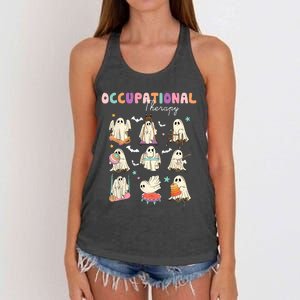 Ot Occupational Therapy Halloween Retro Ghost Ot Halloween Women's Knotted Racerback Tank