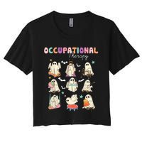 Ot Occupational Therapy Halloween Retro Ghost Ot Halloween Women's Crop Top Tee