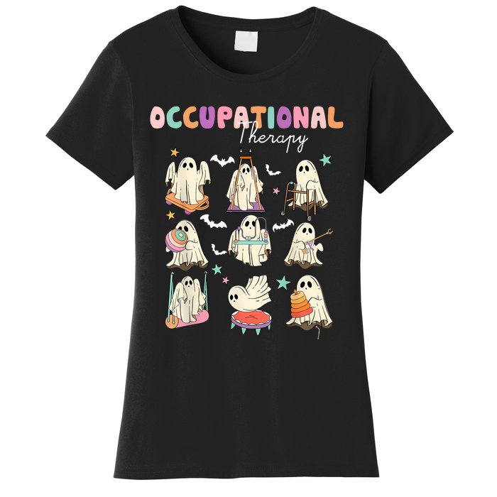 Ot Occupational Therapy Halloween Retro Ghost Ot Halloween Women's T-Shirt