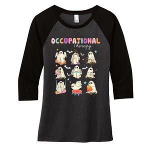 Ot Occupational Therapy Halloween Retro Ghost Ot Halloween Women's Tri-Blend 3/4-Sleeve Raglan Shirt