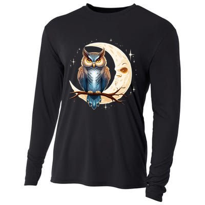 Owl Of The Moonlit Branch Gift Cooling Performance Long Sleeve Crew