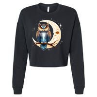 Owl Of The Moonlit Branch Gift Cropped Pullover Crew