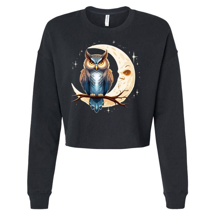 Owl Of The Moonlit Branch Gift Cropped Pullover Crew