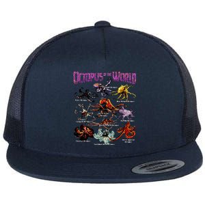 Octopus Of The World Sea Animal Educational Flat Bill Trucker Hat