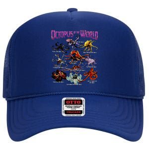 Octopus Of The World Sea Animal Educational High Crown Mesh Back Trucker Hat