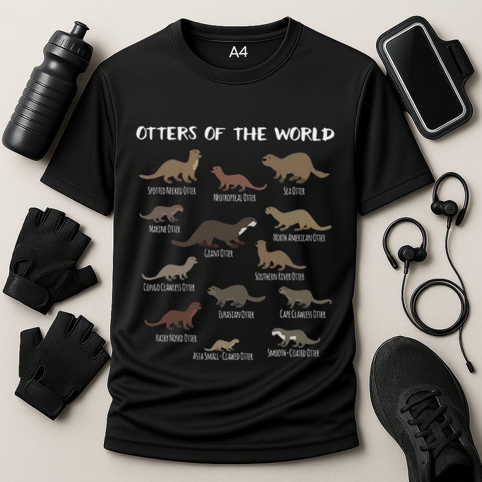 Otters Of The World Sea Otter Giant Otter Educational Gift Cooling Performance Crew T-Shirt