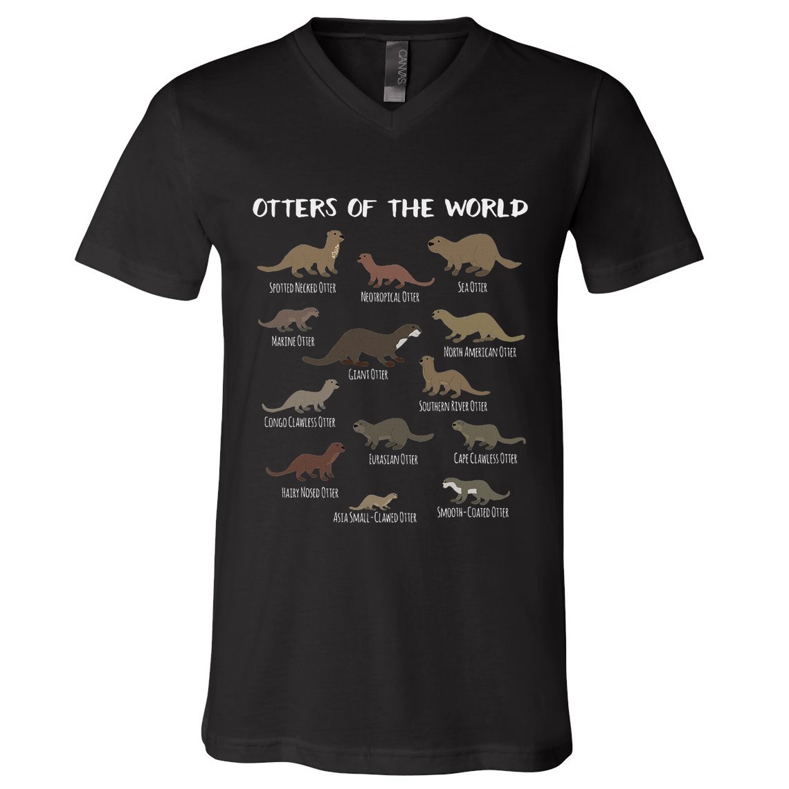Otters Of The World Sea Otter Giant Otter Educational Gift V-Neck T-Shirt