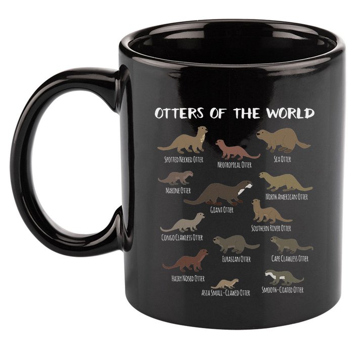 Otters Of The World Sea Otter Giant Otter Educational Gift 11oz C Handle Ceramic Mug