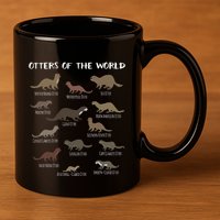 Otters Of The World Sea Otter Giant Otter Educational Gift 11oz C Handle Ceramic Mug