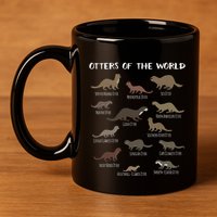 Otters Of The World Sea Otter Giant Otter Educational Gift 11oz C Handle Ceramic Mug
