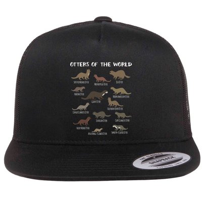 Otters Of The World Sea Otter Giant Otter Educational Gift Flat Bill Trucker Hat