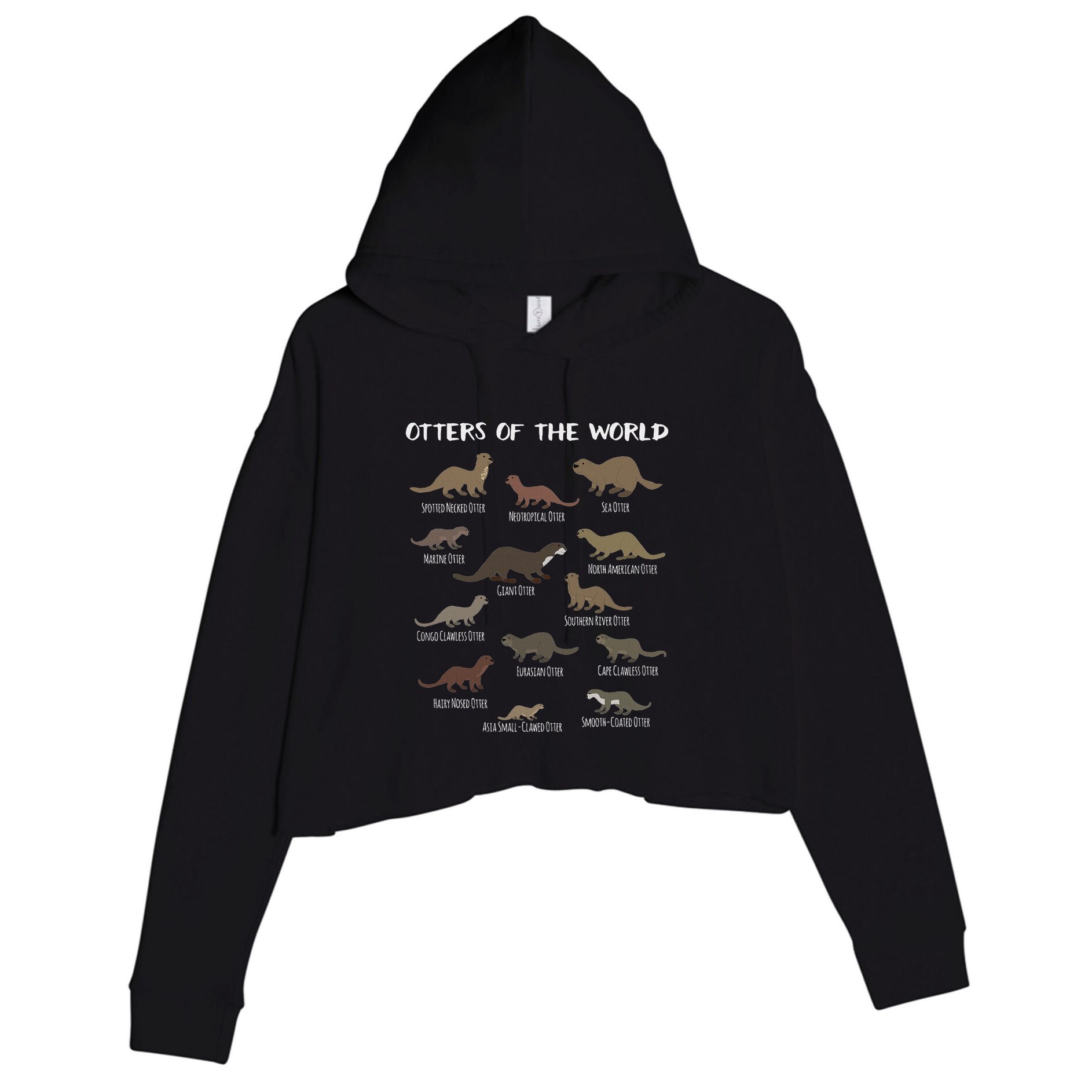 Otters Of The World Sea Otter Giant Otter Educational Gift Crop Fleece Hoodie