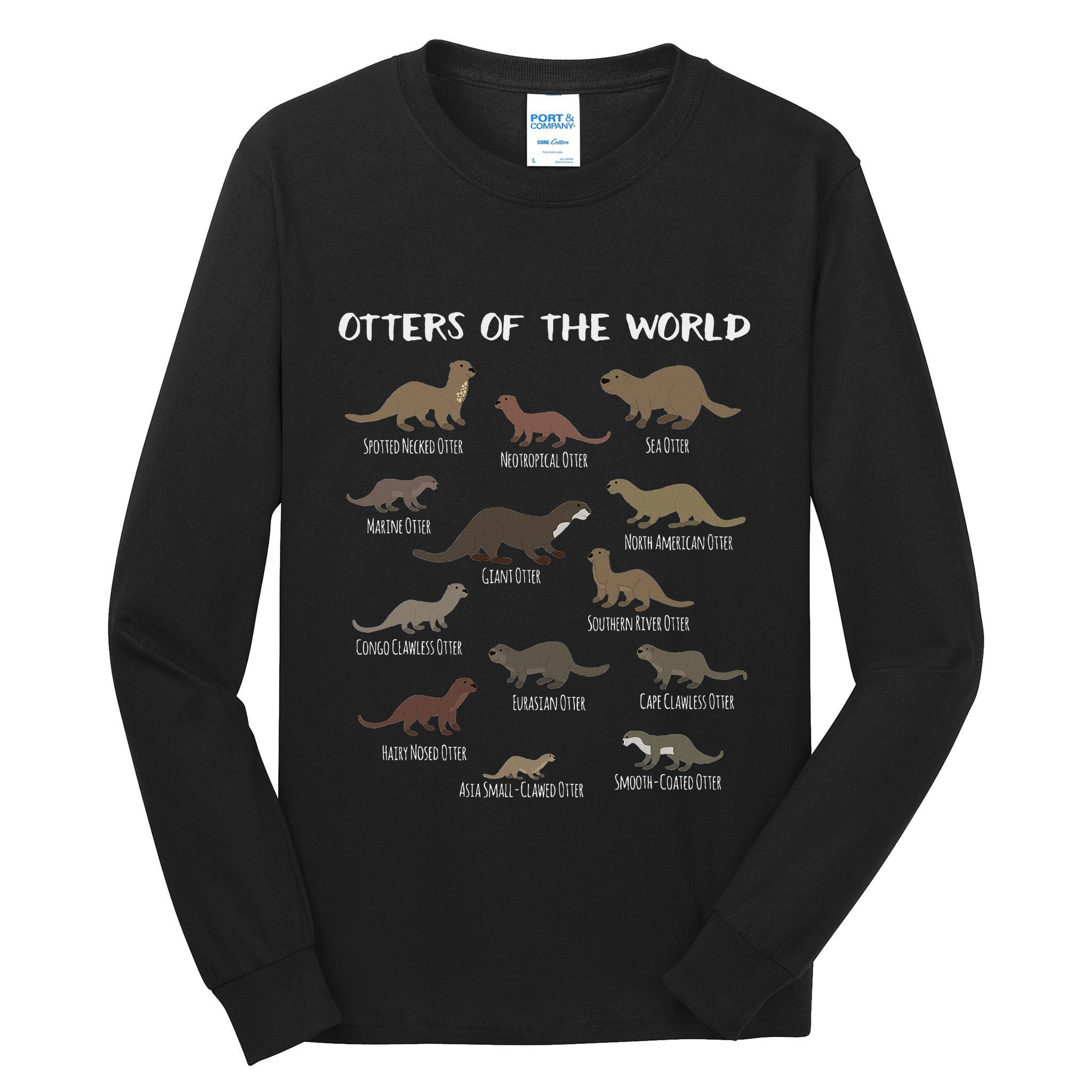 Otters Of The World Sea Otter Giant Otter Educational Gift Tall Long Sleeve T-Shirt