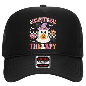 Ot Occupational Therapy Halloween Retro Ghost Ot Halloween High Crown Mesh Back Trucker Hat