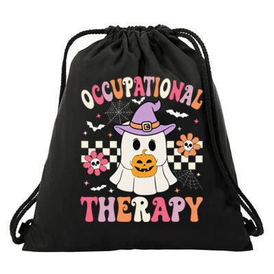 Ot Occupational Therapy Halloween Retro Ghost Ot Halloween Drawstring Bag