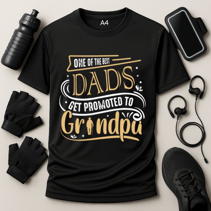 One Of The Best Dad Get Promoted To Grandpa Grandparents Day Cooling Performance Crew T-Shirt