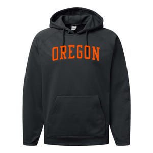 Oregon Or Varsity Style Beaver State Throwback Orange Design Performance Fleece Hoodie