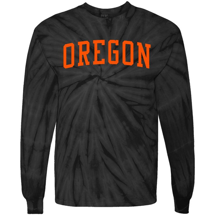 Oregon Or Varsity Style Beaver State Throwback Orange Design Tie-Dye Long Sleeve Shirt