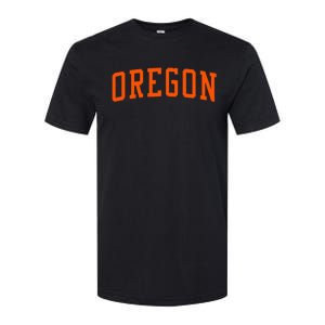 Oregon Or Varsity Style Beaver State Throwback Orange Design Softstyle CVC T-Shirt