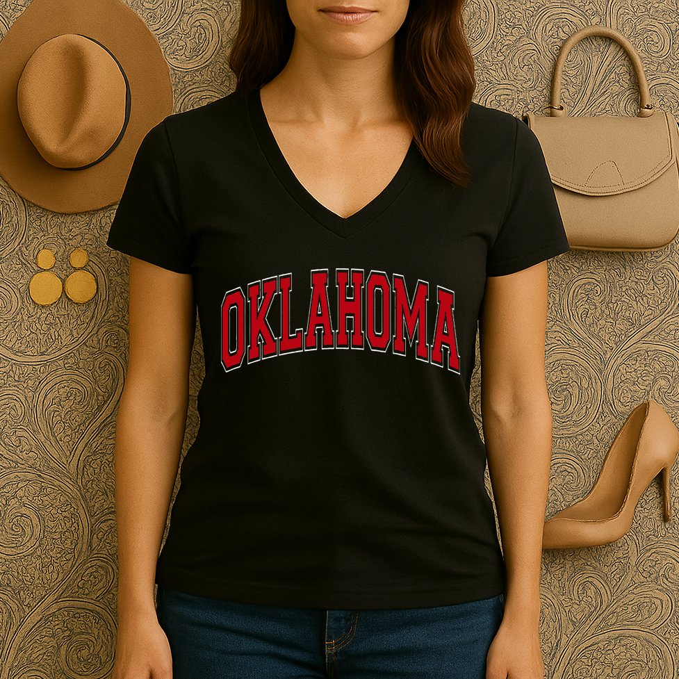 Oklahoma Ok Varsity Style Women's V-Neck T-Shirt