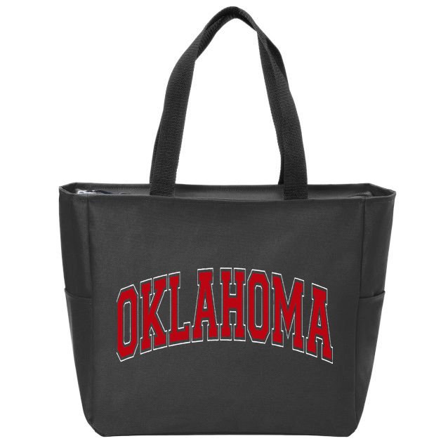 Oklahoma Ok Varsity Style Zip Tote Bag