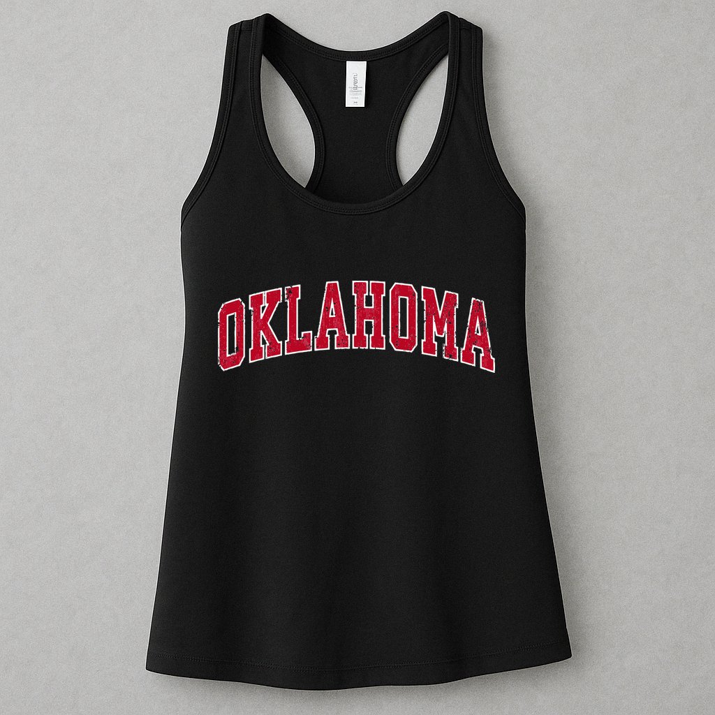 Oklahoma OK Vintage Sports Design Red Design Swea Womens Tank Top