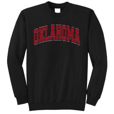 Oklahoma Ok Varsity Style Red Text Tall Sweatshirt