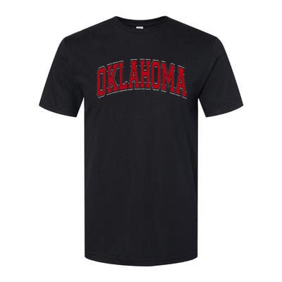 Oklahoma Ok Varsity Style Red Text Softstyle CVC T-Shirt