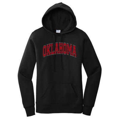 Oklahoma Ok Varsity Style Red Text Women's Pullover Hoodie