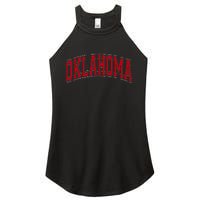 Oklahoma Ok Varsity Style Red Text Women's Perfect Tri Rocker Tank