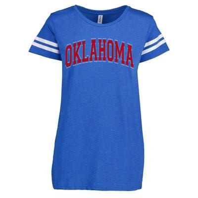 Oklahoma Ok Varsity Style Red Text Enza Ladies Jersey Football T-Shirt