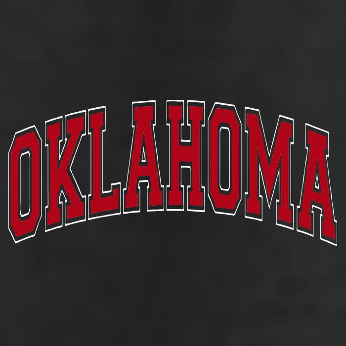Oklahoma OK Varsity Style Red Text Cool Comfort Performance Bucket Hat