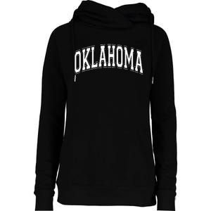 Oklahoma Ok Varsity Style White Text Womens Funnel Neck Pullover Hood