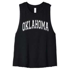 Oklahoma Ok Varsity Style White Text Women's Racerback Cropped Tank