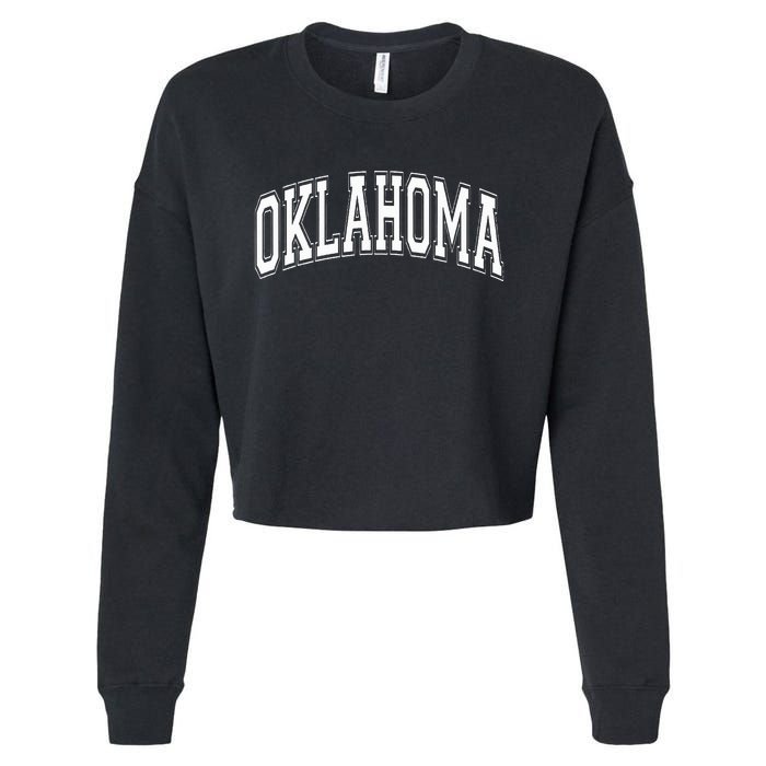 Oklahoma Ok Varsity Style White Text Cropped Pullover Crew