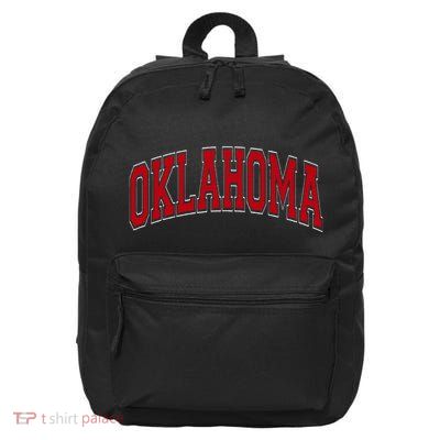 Oklahoma Ok Varsity Style Red Text 16 in Basic Backpack