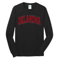 Oklahoma Ok Varsity Style Red Text Tall Long Sleeve T-Shirt