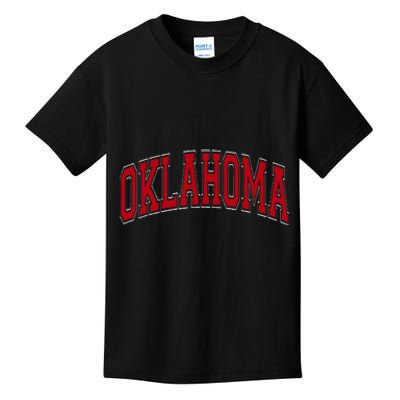 Oklahoma Ok Varsity Style Red Text Kids T-Shirt