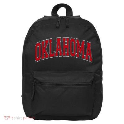 Oklahoma OK Varsity Style Red Text 16 in Basic Backpack