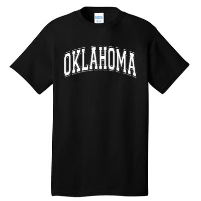 Oklahoma Ok Varsity Style White Text Tall T-Shirt